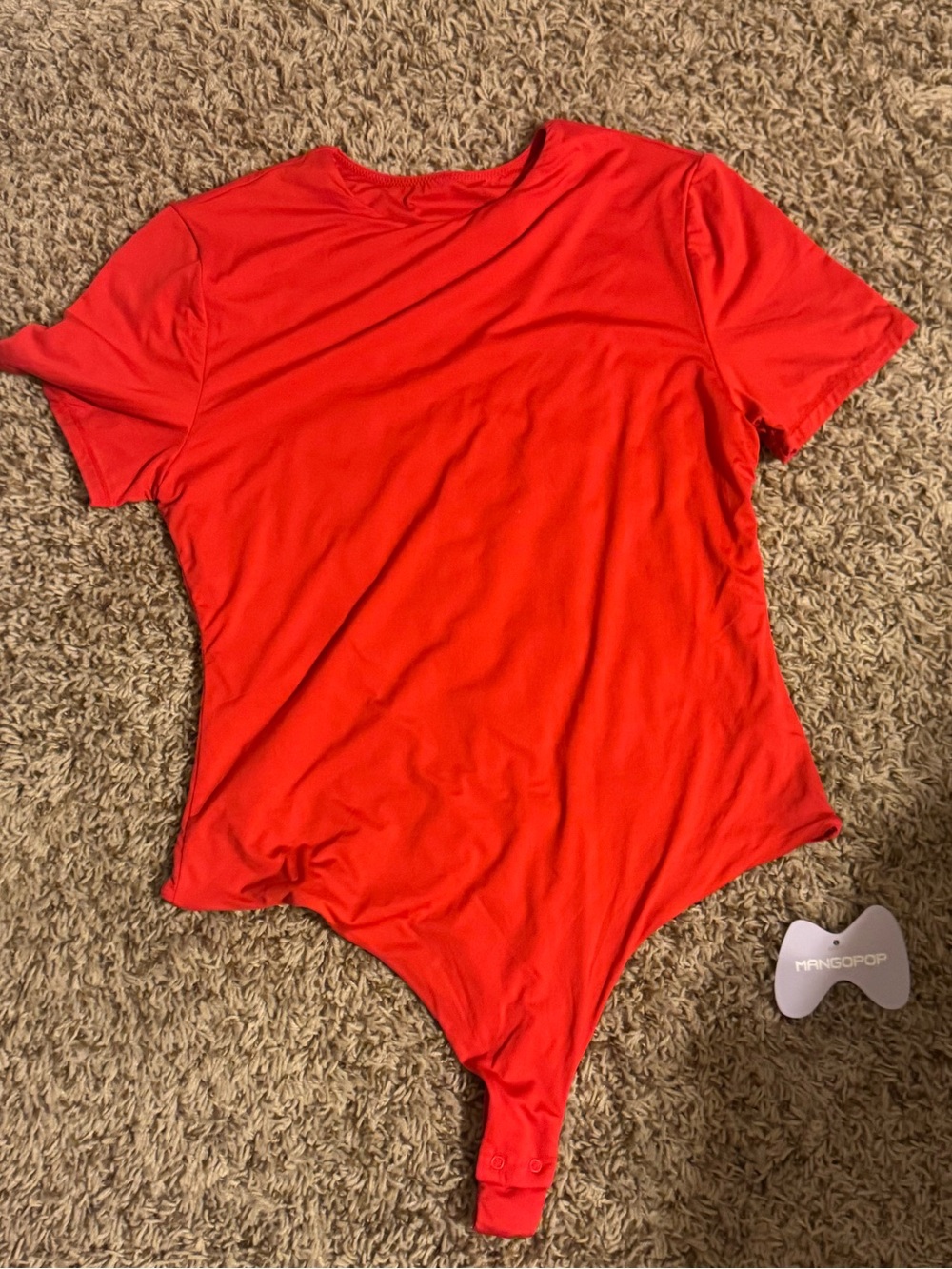 Red Short Sleeve Bandeau Bodysuit